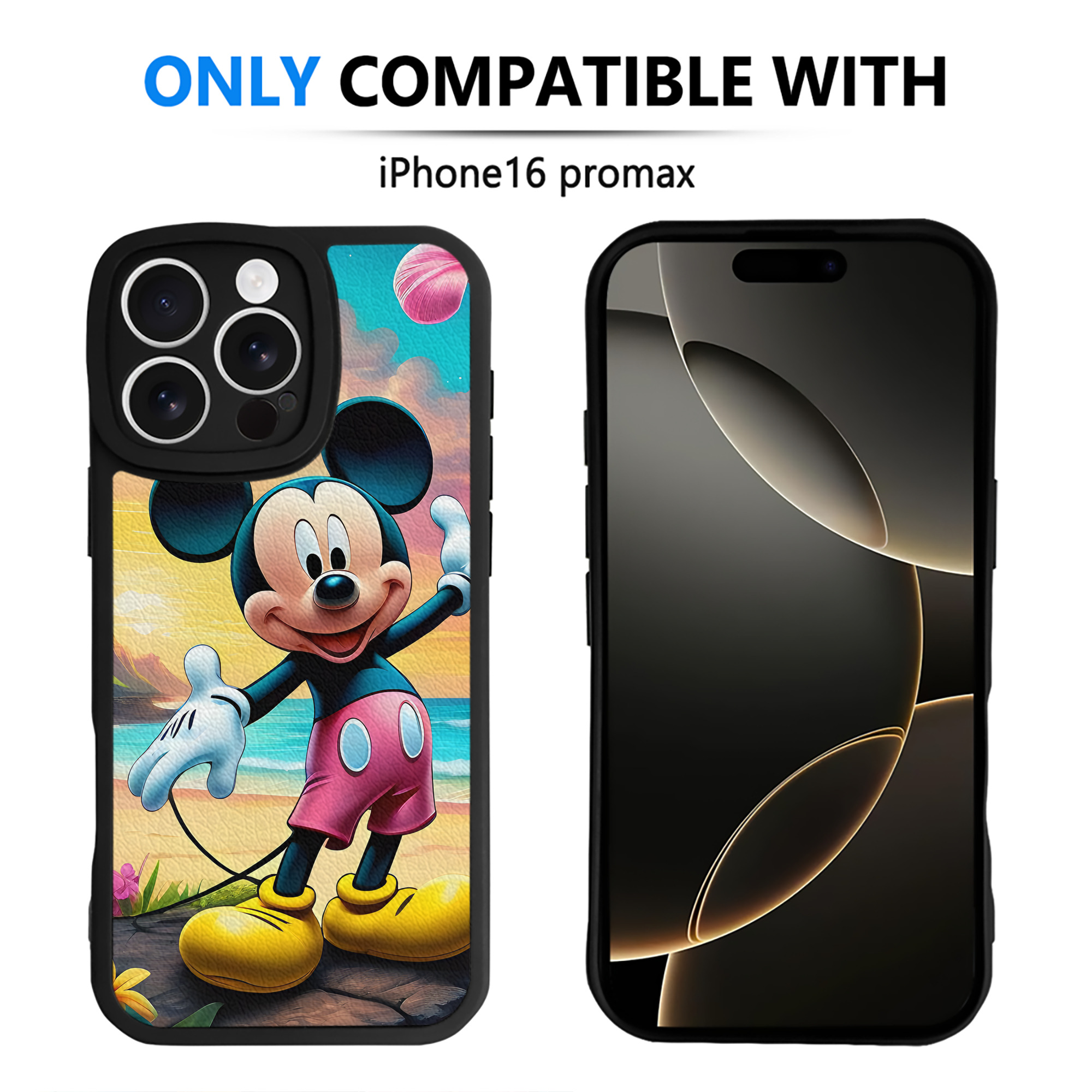 （画像用） ミッキーマウス Mickey Mouse 【iPhone 16シリーズ対応】シリコンスマホケース（レザー調） 材質：シリコン